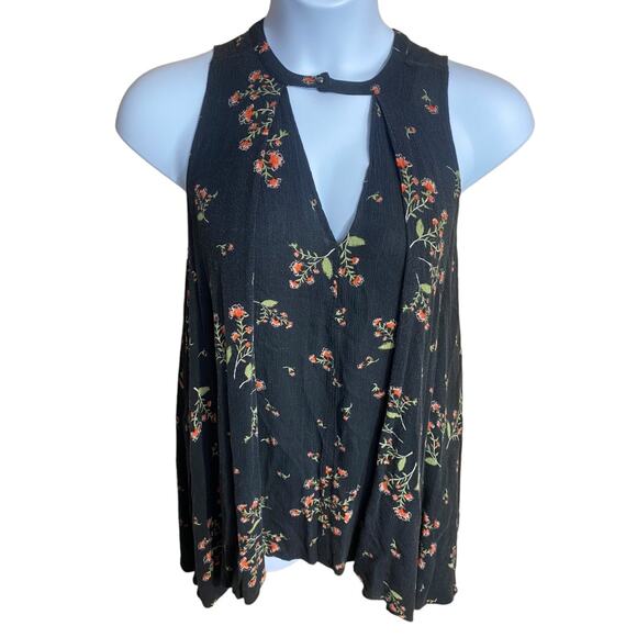 Free People Dresses & Skirts - FREE PEOPLE snap out of it black floral sleeveless mini dress with pockets - XS